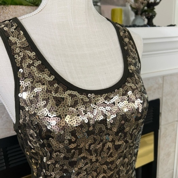 Michael Michael Kors Sequined Tank Top in Army Green - Picture 6 of 14